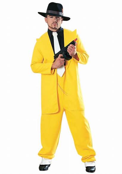 Suit Yellow Zoot Costume Gangster Mask Mens