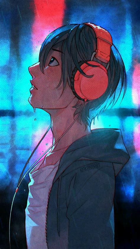 Anime Boy Listening To Music Wallpaper Goimages Now