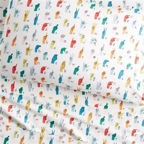 All products from educational alphabet sheet set twin learning linens category are shipped worldwide with no additional fees. Organic Sign Language Sheet Set in 2020 | Sheet sets ...