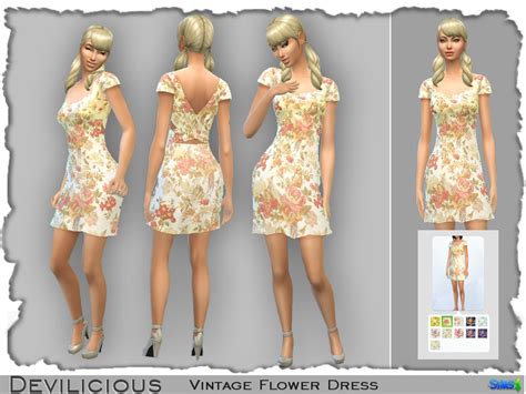 The Sims Resource Vintage Flower Dresses