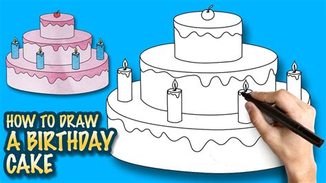 How To Draw A Birthday Cake Easy Step By Step Drawing Lessons For