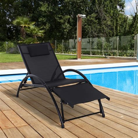 Outsunny Bain De Soleil Transat Design Contemporain Inclinable Multi Positions Tétière Icluse