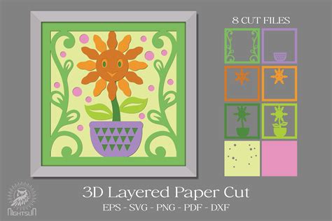 Cute Flower 3D Paper Cut SVG Graphic by NightSun · Creative Fabrica