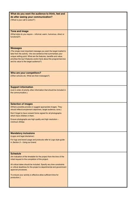 Creative Brief Template In Word And Pdf Formats Page 2 Of 4