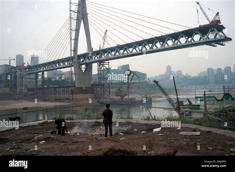 The Qiansimen Bridge Is Under Construction Over The Jialing River In