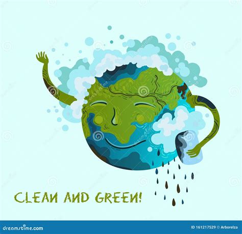 Ecological Conceptual Illustration Of Planet Earth That Clean Up Itself