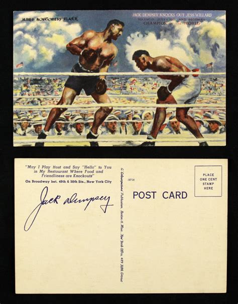 Lot Detail 1935 74 Jack Dempsey Knocks Out Jess Willard Postcard Lot