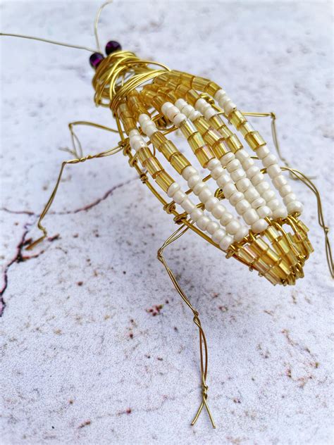 Golden Brass Insect Animal Sculpture Wire Sculpture Unique Piece
