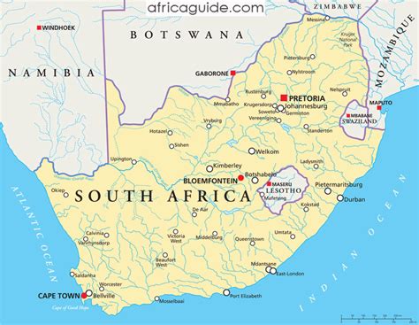 Road Map Of Botswana And South Africa