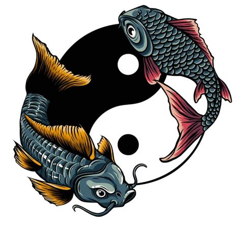 Ying Yang Symbol With Koi Fishes Vector Illustration Stock Vector