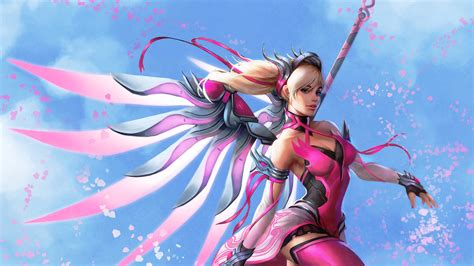 Pink Mercy Overwatch Wings Fantasy Digital Art Hd Artist 4k