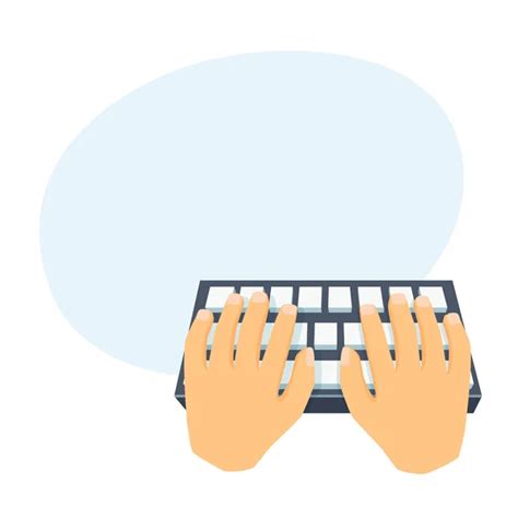 Hands Without Nails On Keyboard Of Computer Vector Illustration