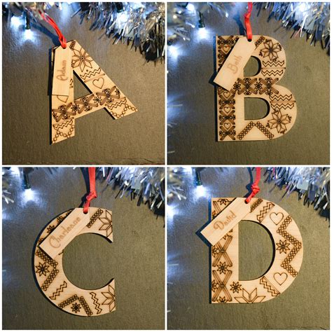 Wooden Letters Christmas Tree Decorations Personalised With Etsy