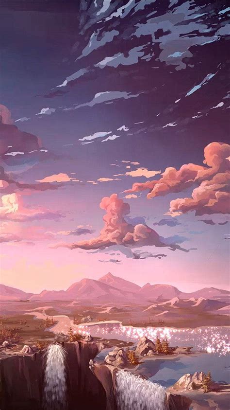 Download Nature Landscape Anime Aesthetic Sunset Wallpaper