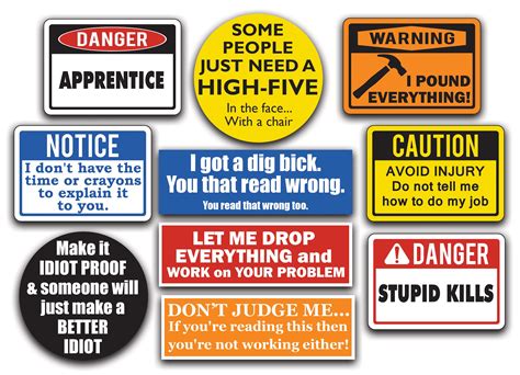 10 Pack Of Funny Hard Hat Stickers These Vinyl Decals Are Awesome