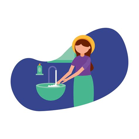 Woman Washing Her Hands Vector Design Vector Art At Vecteezy