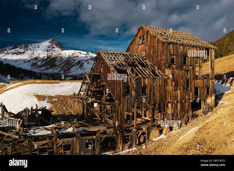 Abandoned Mining Structures In Colorado Stock Photo Alamy