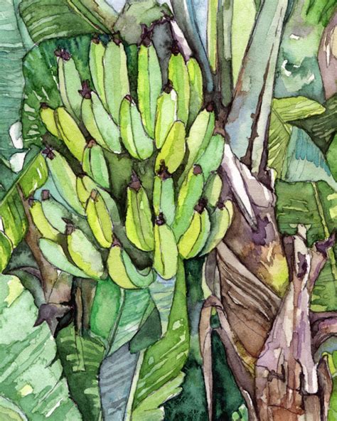 Banana Tree Painting Print From Original Watercolor Etsy