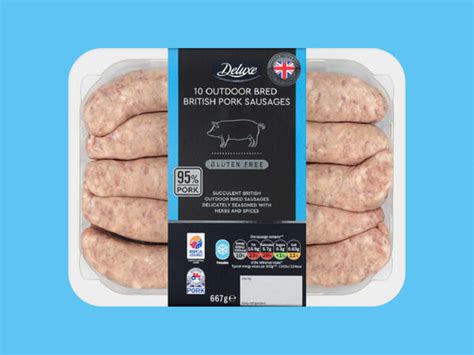Deluxe 10 Outdoor Bred British Pork Sausages Lidl Great Britain