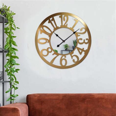 Everly Quinn Mirrored Wall Clocks For Living Room Decor Modern