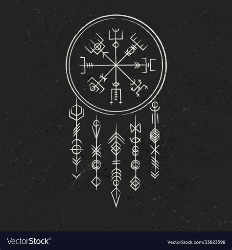 Dark Runic Symbols Dreamer Royalty Free Vector Image