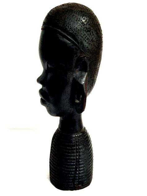 African Ebony Wood Tribal Carving Sculpture Bust Property Room