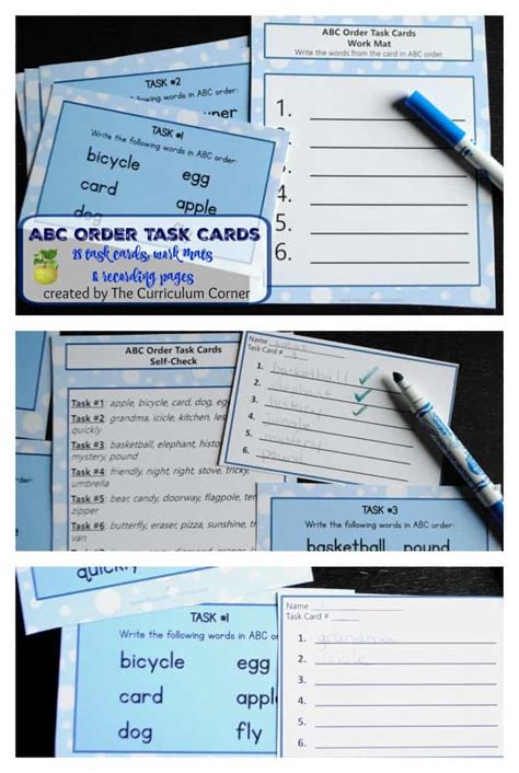 Put the alphabet in the correct abc order by clicking and dragging the letters. ABC Order Task Cards - The Curriculum Corner 123