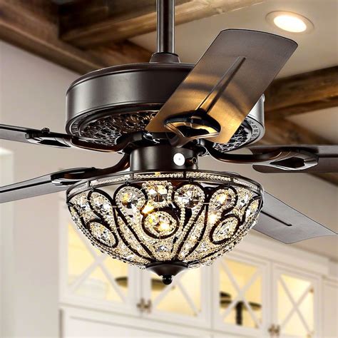 Nanday 52 3 Light Wrought Iron Led Ceiling Fan With Remote Oil Rubbed