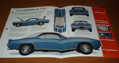 1969 Chevy Camaro Zl 1 Original Imp Brochure Specs Info 69 427 Zl1 67