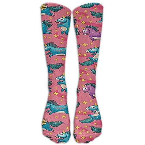 Mythical Flying Unicorns With Wings Rainbows Knee High Graduated Compression Socks For Women And