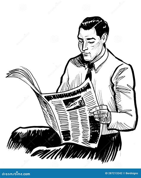 Man Reading A Newspaper Stock Illustration Illustration Of Businessman