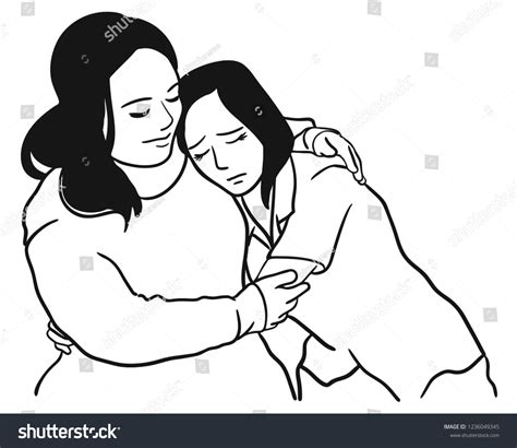 Mother Comforting Her Daughter Stock Vector Royalty Free 1236049345