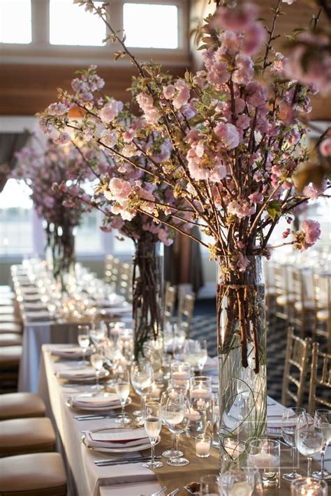 Romantic Cherry Blossom Wedding Centerpiece