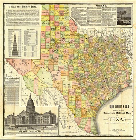 Texas Map 1891 Vintage Map Of Texas 44x48 Hanging Map Or Etsy