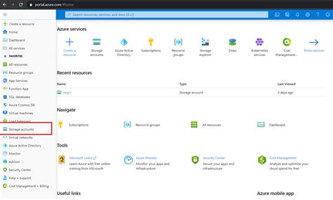 Finding Account Name And Key In Azure