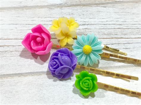 Floral Hair Accessories Colorful Bobby Pin Set Flower Bobby Pins