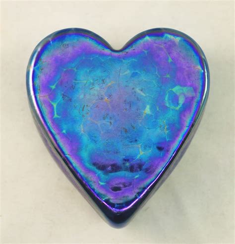 Silver Blue Heart Paperweight By Ken Hanson And Ingrid Hanson Art Glass Paperweight Artful Home