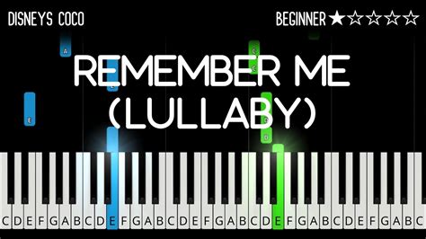 Disneys Coco Remember Me Lullaby Easy Piano Tutorial Youtube