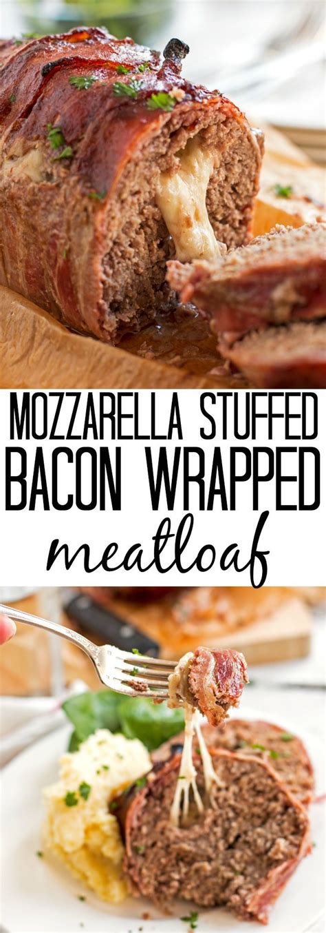 And you don't need a loaf pan! This homemade meatloaf is stuffed with mozzarella cheese and wrapped in bacon! Adapted f ...