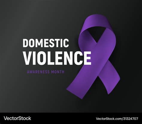 Domestic Violence Banner Purple Ribbon Against Vector Image