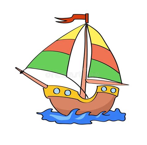 Boat Cartoon Colorful On A White Background Stock Vector Illustration