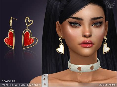 Sims 4 — Mirabella Heart Earrings By Feyona — Beautiful Heart Drop