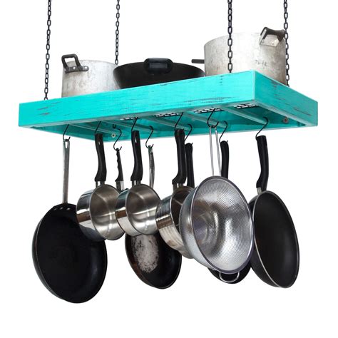 Overhead pot racks are a good way to store pots and pans if your kitchen cabinet space is limited. Hanging Pot Rack - Wooden - Ceiling Mounted - Rectangular ...