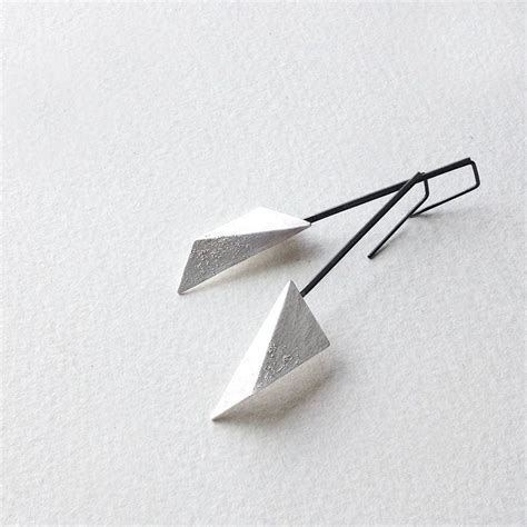 These Hand Fabricated Drop Earrings Is Assembled From Two Geometric
