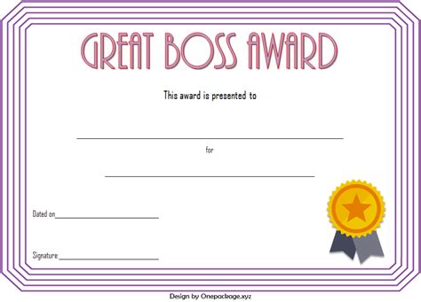 Best Boss Ever Certificate Free Printable 2nd Design Within Best