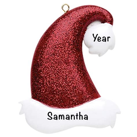 Santa Glitter Hat Christmas Ornament Free Personalization Unique