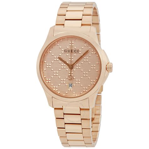 Gucci G Timeless Rose Gold Dial Ladies Watch Ya126482 731903388505