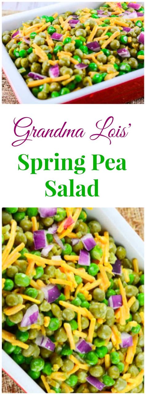 These salads take the healthy in salads to a new level! Grandma Lois' Spring Pea Salad is a perfect side dish for ...