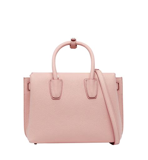 Small Milla Tote In Grained Leather Pink Mcm ®uk