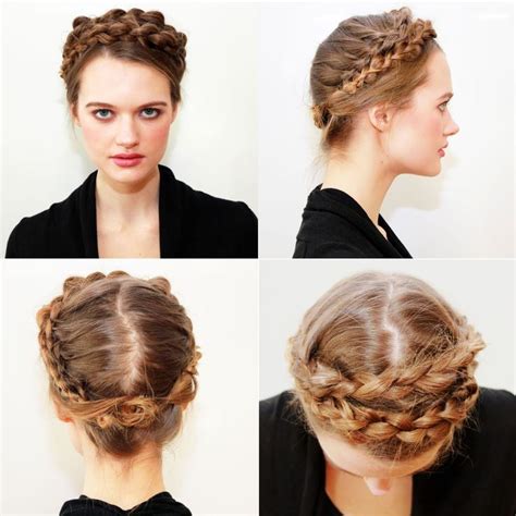 how to scandinavian braided crown from 2014 fall winter nyfw goddess hairstyles crown braid